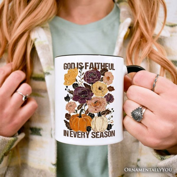God Is Faithful in Every Season Floral Personalized Mug, Christian Fall Gift with Custom Name God Is Faithful in Every Season Floral Personalized Mug, Christian Fall Gift with Custom Name