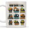 God Says I Am Bold, Accepted, Handsome, Strong, Kind, Construction Vehicles - Personalized Custom Coffee Mug - KID074_MG