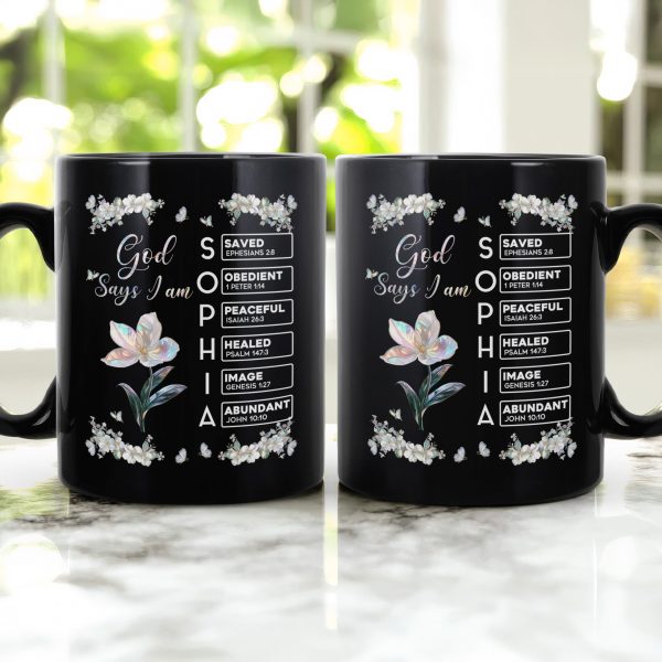 God Says I Am Custom Name In Bible Verses Birth Flower Pearl Effect Printed - Personalized Mug God Says I Am Custom Name In Bible Verses Birth Flower Pearl Effect Printed - Personalized Mug