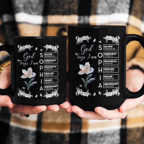 God Says I Am Custom Name In Bible Verses Birth Flower Pearl Effect Printed - Personalized Mug God Says I Am Custom Name In Bible Verses Birth Flower Pearl Effect Printed - Personalized Mug