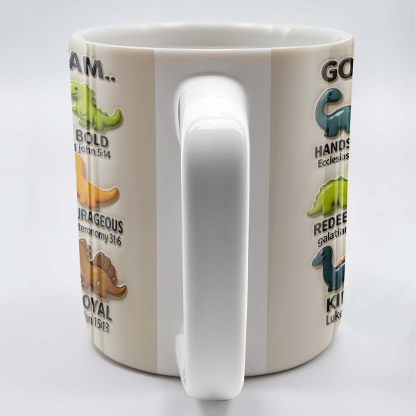 God Says I Am Handsome, Accepted, Bold, Dinosaurs and Bible Verses - Personalized Custom Coffee Mug - KID078_MG God Says I Am Handsome, Accepted, Bold, Dinosaurs and Bible Verses - Personalized Custom Coffee Mug - KID078_MG
