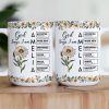 God Says I Am Name Letter In Bible With Stained Glass Birth Flower - Personalized Mug God Says I Am Name Letter In Bible With Stained Glass Birth Flower - Personalized Mug