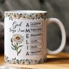 God Says I Am Name Letter In Bible With Stained Glass Birth Flower - Personalized Mug God Says I Am Name Letter In Bible With Stained Glass Birth Flower - Personalized Mug