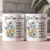 God Says I Am New Version Custom Birth Flower Name In Bible - Personalized mug God Says I Am New Version Custom Birth Flower Name In Bible - Personalized mug