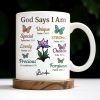 God Says I Am Special, Unique, Lovely, Butterflies and Flower - Personalized Custom Coffee Mug - FTH057_MG God Says I Am Special, Unique, Lovely, Butterflies and Flower - Personalized Custom Coffee Mug - FTH057_MG