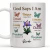 God Says I Am Special, Unique, Lovely, Butterflies and Flower - Personalized Custom Coffee Mug - FTH057_MG God Says I Am Special, Unique, Lovely, Butterflies and Flower - Personalized Custom Coffee Mug - FTH057_MG