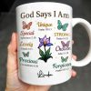 God Says I Am Special, Unique, Lovely, Butterflies and Flower - Personalized Custom Coffee Mug - FTH057_MG God Says I Am Special, Unique, Lovely, Butterflies and Flower - Personalized Custom Coffee Mug - FTH057_MG