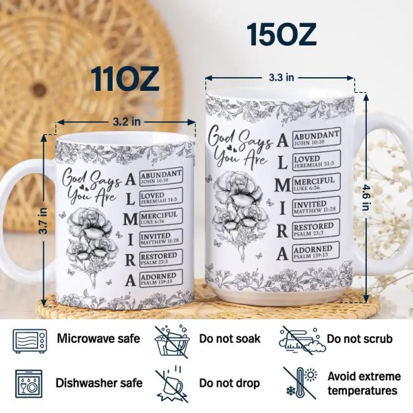 God Says I Am Toile De Jouy Flower - Personalized White Edge-to-Edge Mug God Says I Am Toile De Jouy Flower - Personalized White Edge-to-Edge Mug