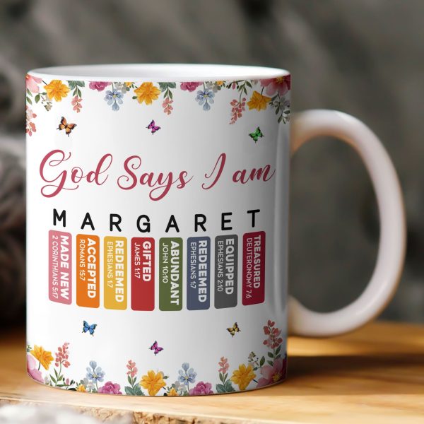 God Says I Am With Name Letter In Bible - Personalized Mug God Says I Am With Name Letter In Bible - Personalized Mug