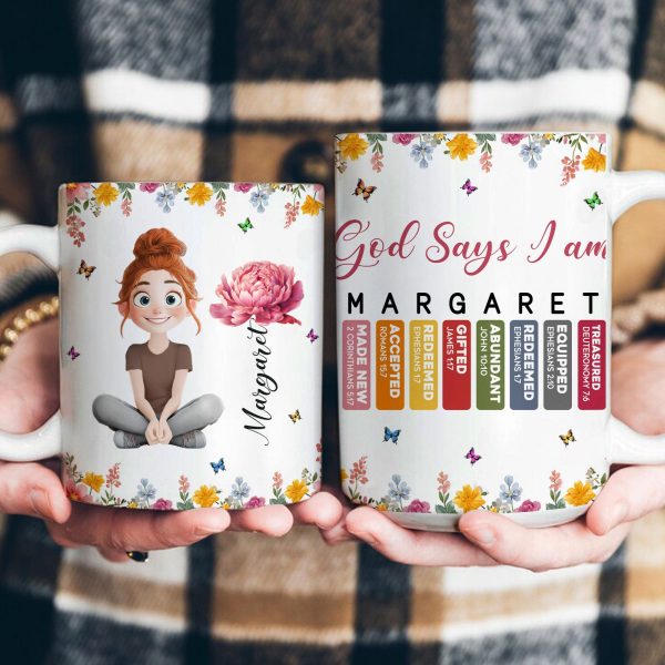God Says I Am With Name Letter In Bible - Personalized Mug God Says I Am With Name Letter In Bible - Personalized Mug