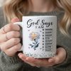 God Says I Am With Name Letter In Bible Christian Gift - Personalized Mug God Says I Am With Name Letter In Bible Christian Gift - Personalized Mug