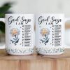 God Says I Am With Name Letter In Bible Christian Gift - Personalized Mug God Says I Am With Name Letter In Bible Christian Gift - Personalized Mug
