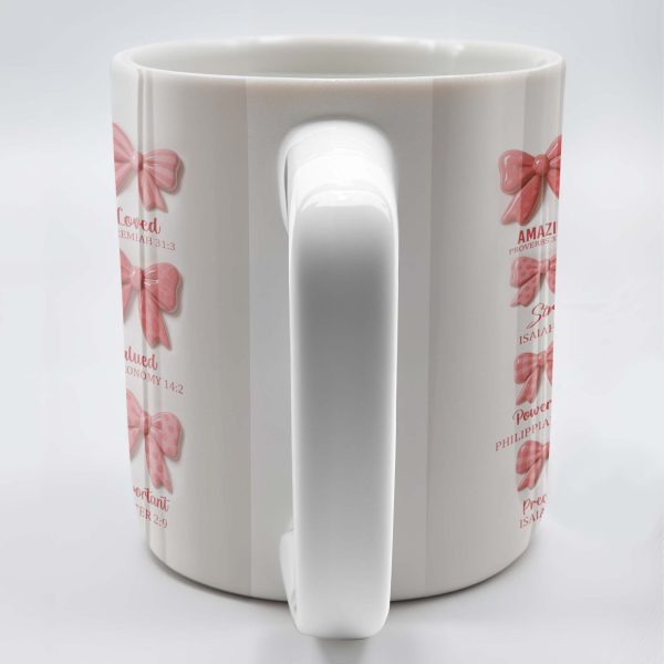 God Says I'm Loved, Unique, Strong, Protected, Bows and Religious Verses - Personalized Custom Coffee Mug - FTH034_MG God Says I'm Loved, Unique, Strong, Protected, Bows and Religious Verses - Personalized Custom Coffee Mug - FTH034_MG