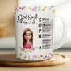 God Says You Are Praying Woman Girl With Flower Base - Personalized White Edge-to-Edge Mug God Says You Are Praying Woman Girl With Flower Base - Personalized White Edge-to-Edge Mug