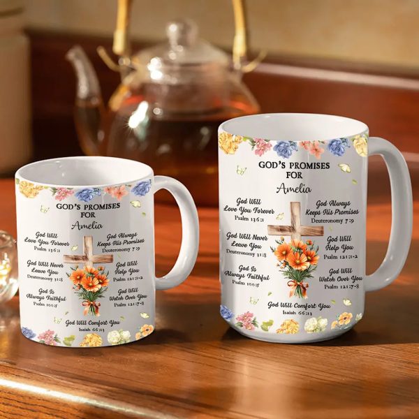 God's Promises Birth Flower Bouquet - Personalized White Edge-to-Edge Mug God's Promises Birth Flower Bouquet - Personalized White Edge-to-Edge Mug