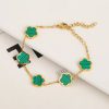 Gold Plated Five Leaf Flower Adjustable Bracelet Gold Plated Five Leaf Flower Adjustable Bracelet