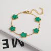 Gold Plated Five Leaf Flower Adjustable Bracelet Gold Plated Five Leaf Flower Adjustable Bracelet