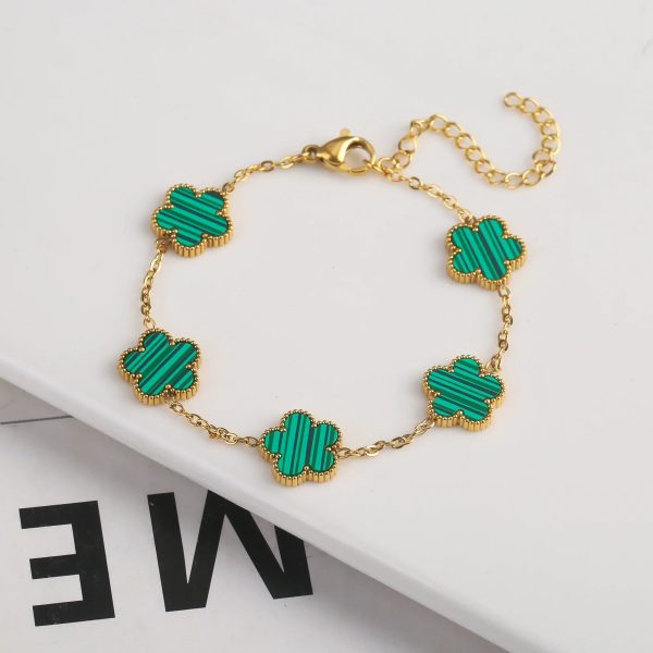 Gold Plated Five Leaf Flower Adjustable Bracelet Gold Plated Five Leaf Flower Adjustable Bracelet