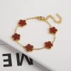 Gold Plated Five Leaf Flower Adjustable Bracelet Gold Plated Five Leaf Flower Adjustable Bracelet