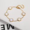 Gold Plated Five Leaf Flower Adjustable Bracelet Gold Plated Five Leaf Flower Adjustable Bracelet