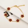 Gold Plated Five Leaf Flower Adjustable Bracelet Gold Plated Five Leaf Flower Adjustable Bracelet