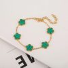 Gold Plated Five Leaf Flower Adjustable Bracelet Gold Plated Five Leaf Flower Adjustable Bracelet