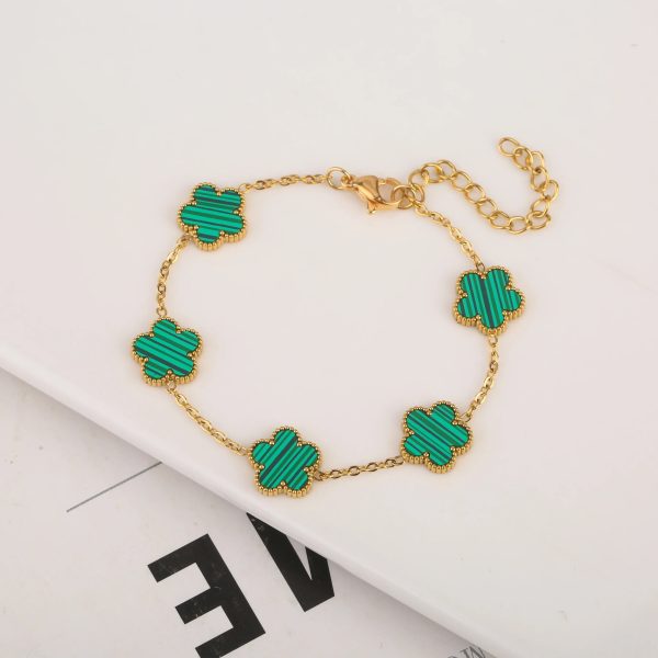 Gold Plated Five Leaf Flower Adjustable Bracelet Gold Plated Five Leaf Flower Adjustable Bracelet