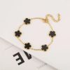 Gold Plated Five Leaf Flower Adjustable Bracelet Gold Plated Five Leaf Flower Adjustable Bracelet