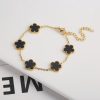 Gold Plated Five Leaf Flower Adjustable Bracelet Gold Plated Five Leaf Flower Adjustable Bracelet