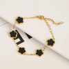 Gold Plated Five Leaf Flower Adjustable Bracelet Gold Plated Five Leaf Flower Adjustable Bracelet