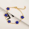 Gold Plated Five Leaf Flower Adjustable Bracelet Gold Plated Five Leaf Flower Adjustable Bracelet