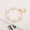 Gold Plated Five Leaf Flower Adjustable Bracelet Gold Plated Five Leaf Flower Adjustable Bracelet