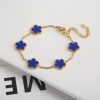 Gold Plated Five Leaf Flower Adjustable Bracelet Gold Plated Five Leaf Flower Adjustable Bracelet