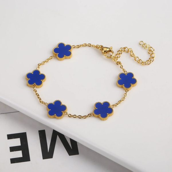 Gold Plated Five Leaf Flower Adjustable Bracelet Gold Plated Five Leaf Flower Adjustable Bracelet