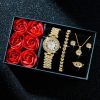 Gold Quartz Watch Jewelry Set for Women Gold Quartz Watch Jewelry Set for Women