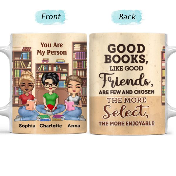 Good Books Like Good Friends Reading - BFF Bestie Gift - Personalized Custom White Edge-to-Edge Mug Good Books Like Good Friends Reading - BFF Bestie Gift - Personalized Custom White Edge-to-Edge Mug