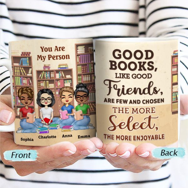 Good Books Like Good Friends Reading - BFF Bestie Gift - Personalized Custom White Edge-to-Edge Mug Good Books Like Good Friends Reading - BFF Bestie Gift - Personalized Custom White Edge-to-Edge Mug