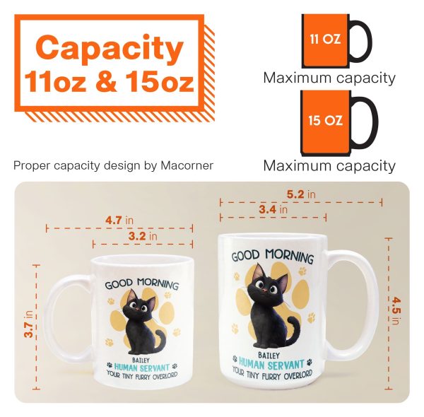 Good Morning Human Servant - Cartoon Cat - Personalized Mug Good Morning Human Servant - Cartoon Cat - Personalized Mug