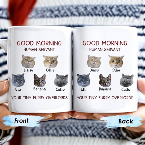 Good Morning Human Servant Your Tiny Furry Overlords Mug - Personalized Custom Coffee Mug - PET094_MG
