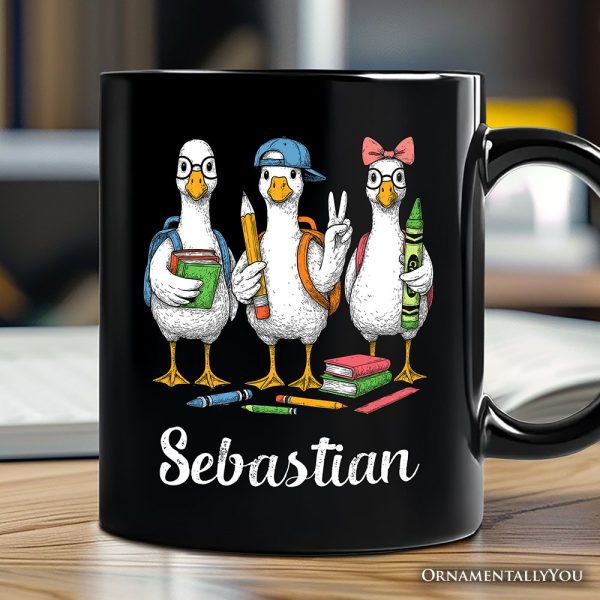 Goose Back to School Personalized Mug, Cute Teacher Student Classroom Gift with Custom Name Goose Back to School Personalized Mug, Cute Teacher Student Classroom Gift with Custom Name