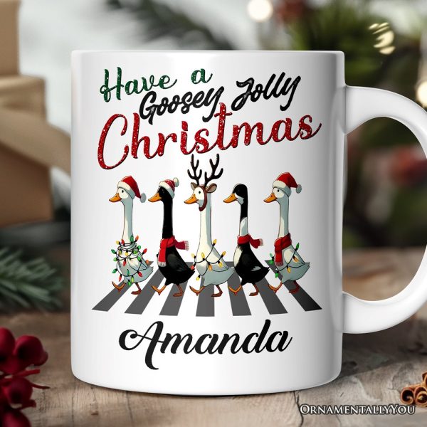 Goosey Jolly Christmas Personalized Mug, Funny Farm Lover Gift with Custom Name Goosey Jolly Christmas Personalized Mug, Funny Farm Lover Gift with Custom Name
