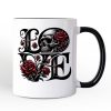 Gothic Love Skull Roses Personalized Mug, Dark Valentine Romance Gift with Custom Name Gothic Love Skull Roses Personalized Mug, Dark Valentine Romance Gift with Custom Name