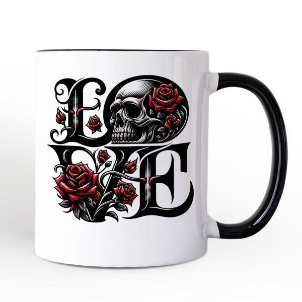 Gothic Love Skull Roses Personalized Mug, Dark Valentine Romance Gift with Custom Name Gothic Love Skull Roses Personalized Mug, Dark Valentine Romance Gift with Custom Name