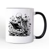 Gothic Reading Skeleton Personalized Mug, Floral Halloween Gift with Custom Name Gothic Reading Skeleton Personalized Mug, Floral Halloween Gift with Custom Name