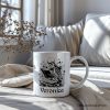 Gothic Reading Skeleton Personalized Mug, Floral Halloween Gift with Custom Name Gothic Reading Skeleton Personalized Mug, Floral Halloween Gift with Custom Name