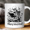 Gothic Reading Skeleton Personalized Mug, Floral Halloween Gift with Custom Name Gothic Reading Skeleton Personalized Mug, Floral Halloween Gift with Custom Name