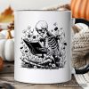 Gothic Reading Skeleton Personalized Mug, Floral Halloween Gift with Custom Name Gothic Reading Skeleton Personalized Mug, Floral Halloween Gift with Custom Name