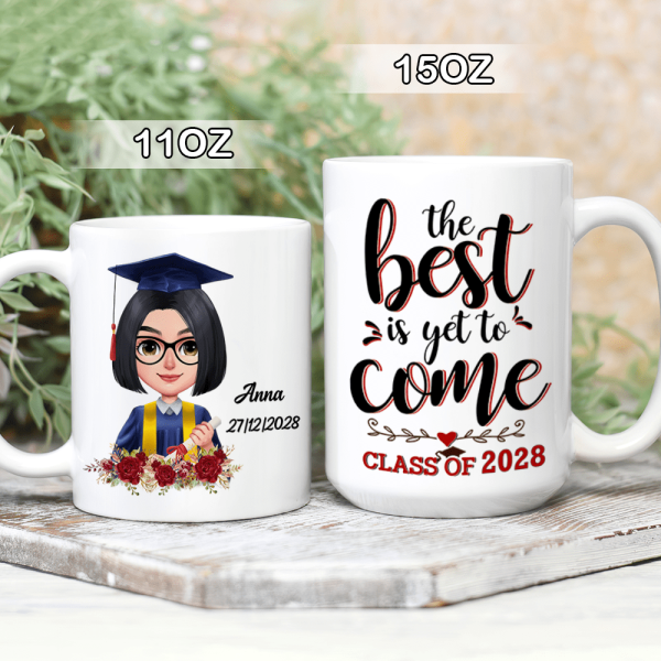 Graduation mug, Custom Chibi Art, Personal Mug, HN590