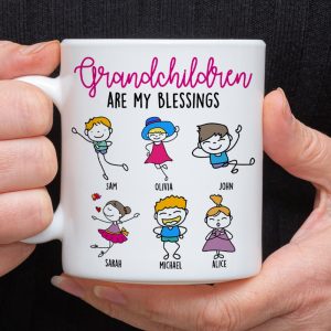 Grandchildren Are My Blessings- Personalized Coffee Mug- Gifts For Grandma- Gifts For Grandpa- Grandparents Coffee Mug