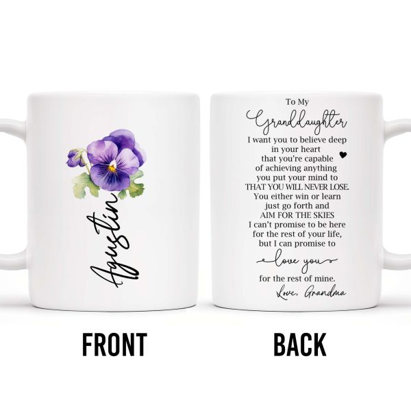 Granddaughter Believe In Yourself Heartfelt Pansy Mug - Personalized Custom Coffee Mug - GDT018_MG Granddaughter Believe In Yourself Heartfelt Pansy Mug - Personalized Custom Coffee Mug - GDT018_MG